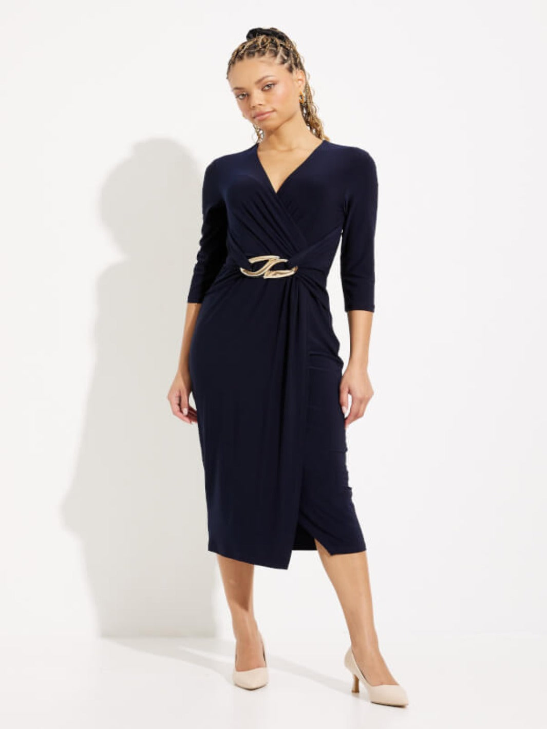 Midnight blue wrap discount dress