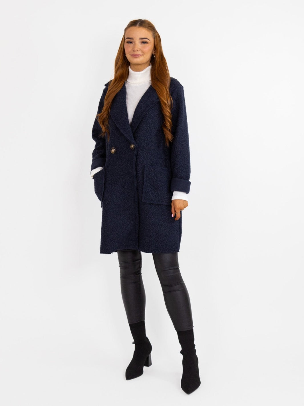 Womens navy hot sale teddy coat