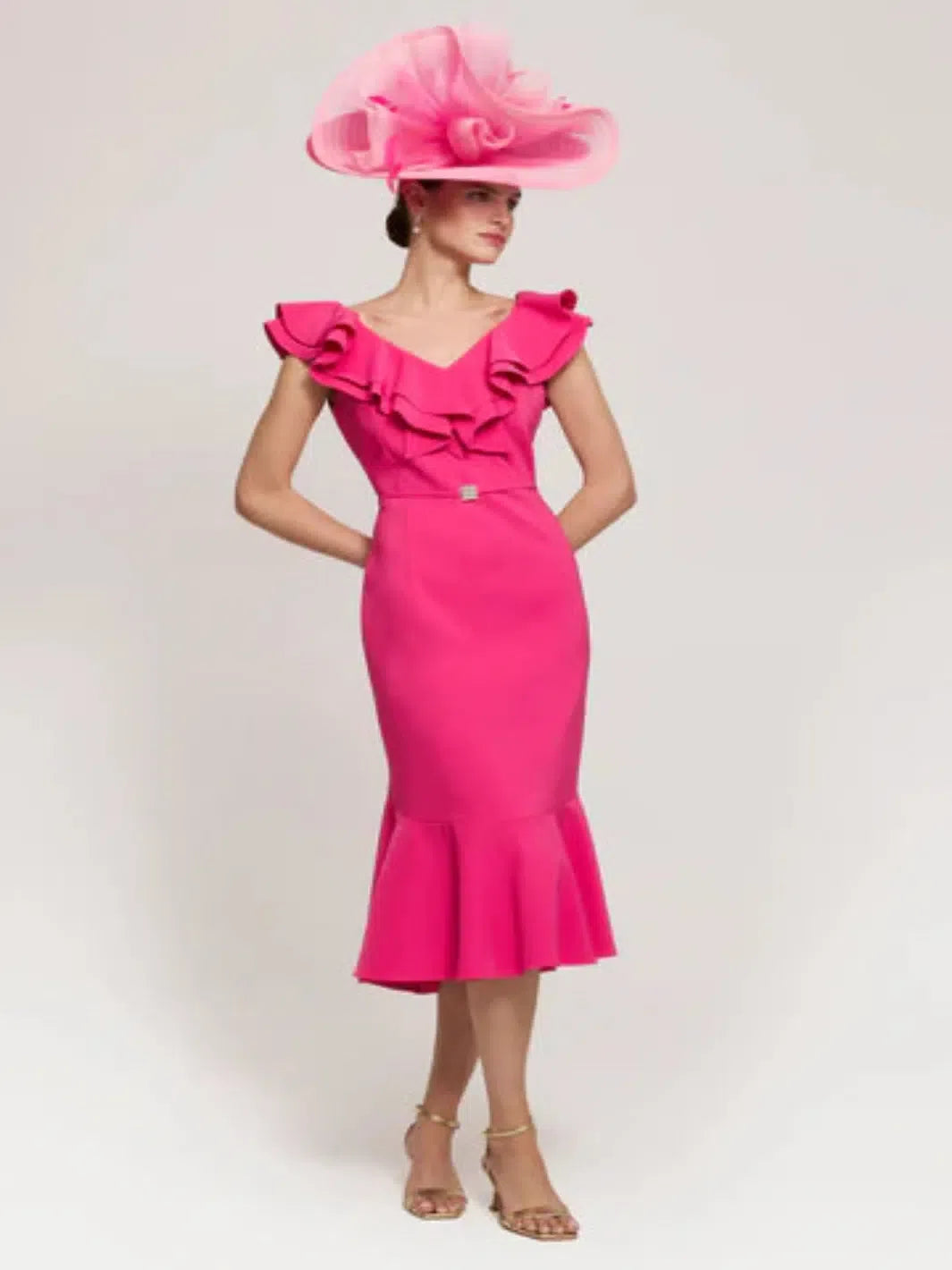 Claudia C Lily Midi Dress In Pink-Mother of the bride- mother of the groom -Nicola Ross