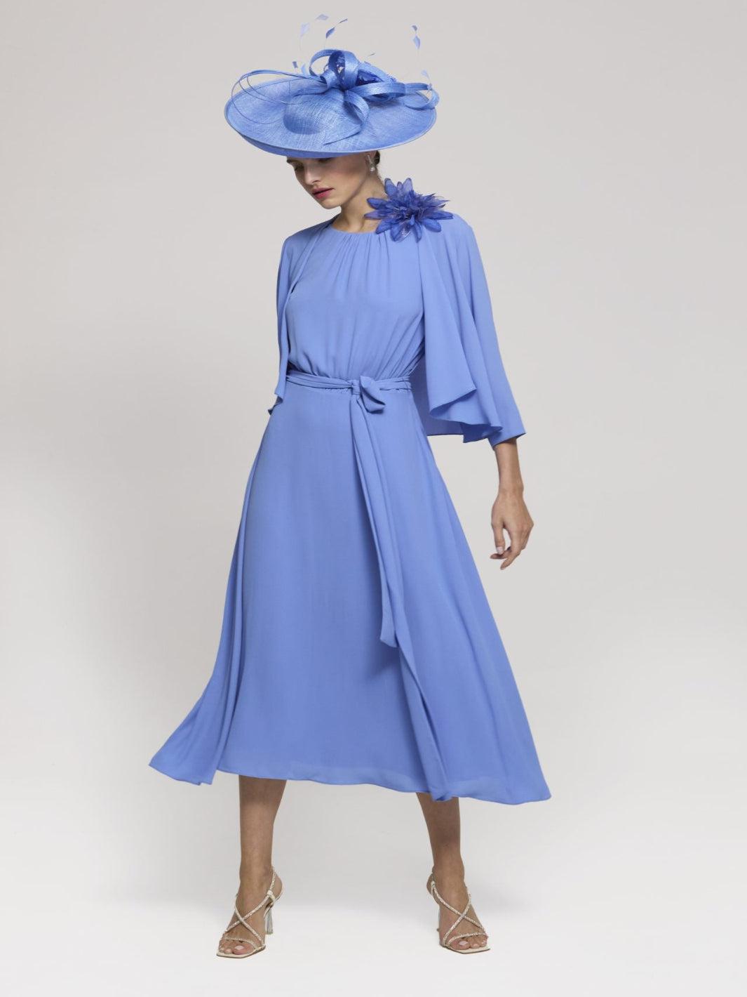 Claudia C Midi Dress In Cornflower Blue-Mother of the bride- mother of the groom -Nicola Ross