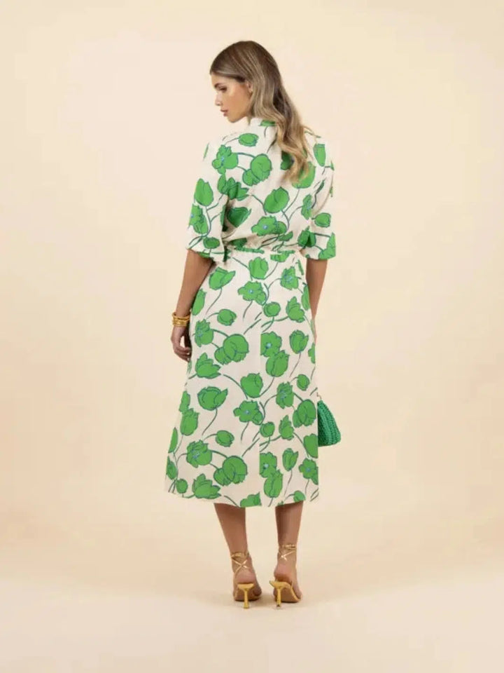 Fee G Blake Dress In Green 7518/132-Occasion Wear-Guest of the wedding-Nicola Ross