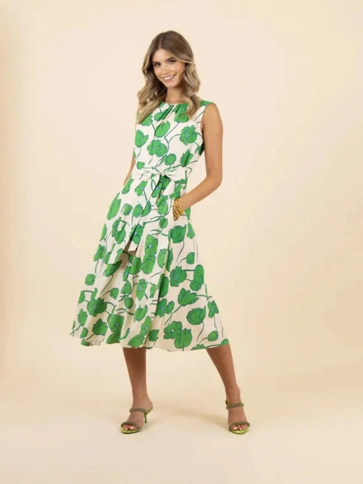 Fee G Fern Dress In Green 7290/132-Occasion Wear-Guest of the wedding-Nicola Ross