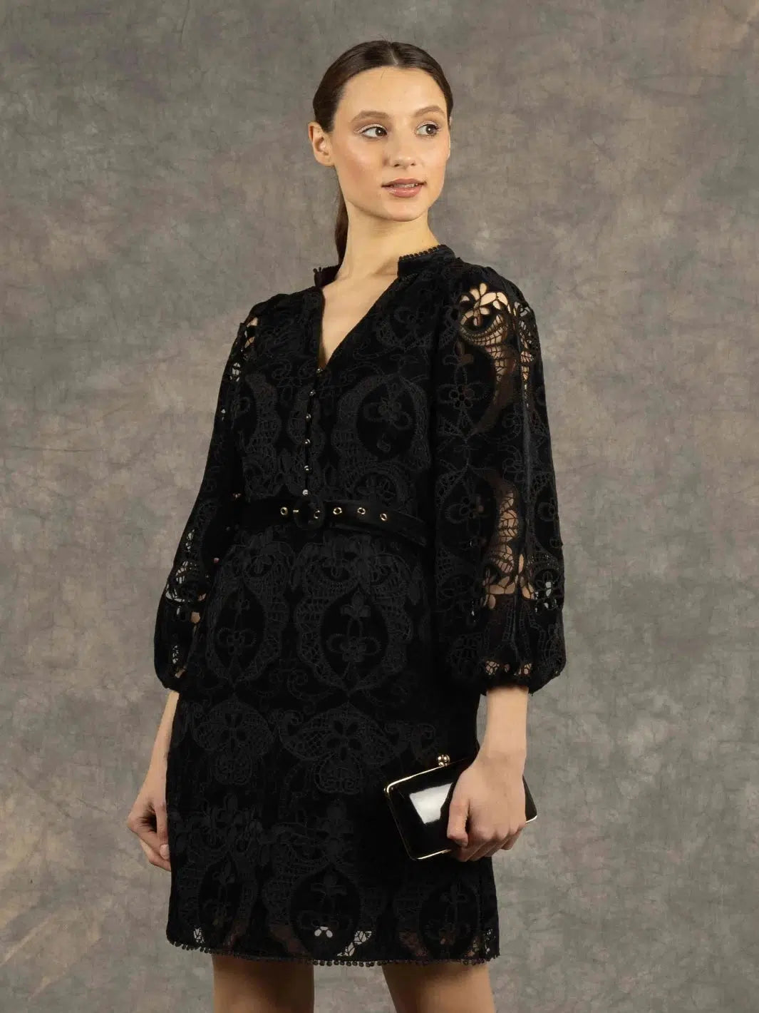 Fee G Serena Velvet Dress In Black 821Y/66/B-Occasion Wear-Guest of the wedding-Nicola Ross