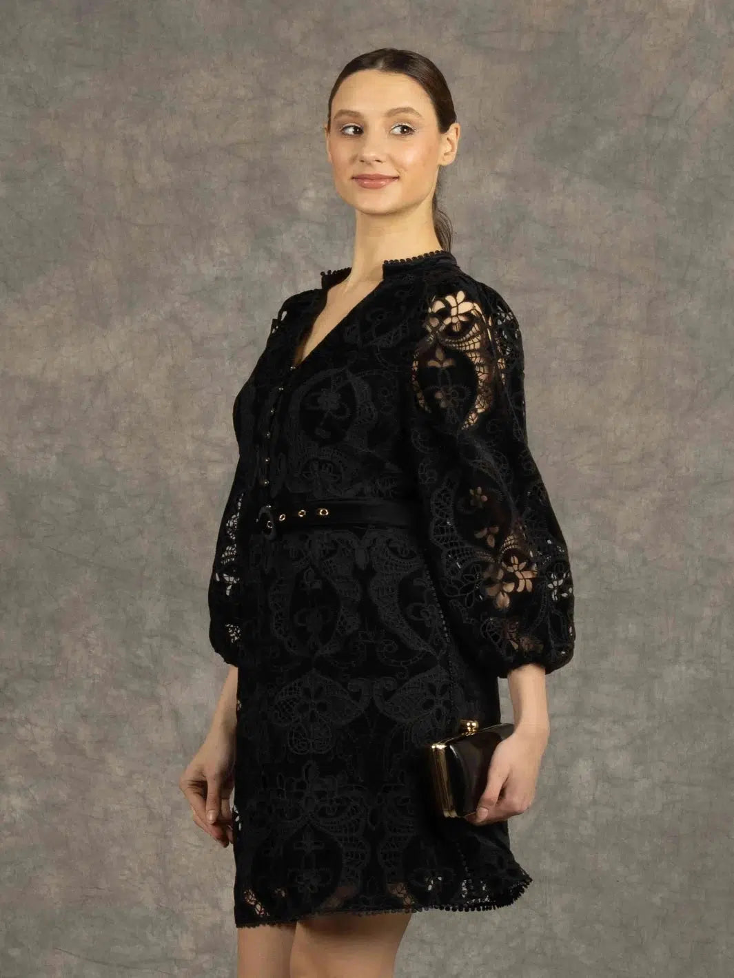 Fee G Serena Velvet Dress In Black 821Y/66/B-Occasion Wear-Guest of the wedding-Nicola Ross