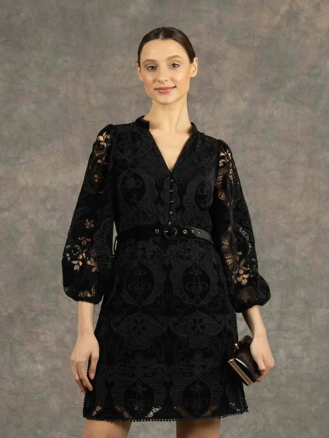 Fee G Serena Velvet Dress In Black 821Y/66/B-Occasion Wear-Guest of the wedding-Nicola Ross