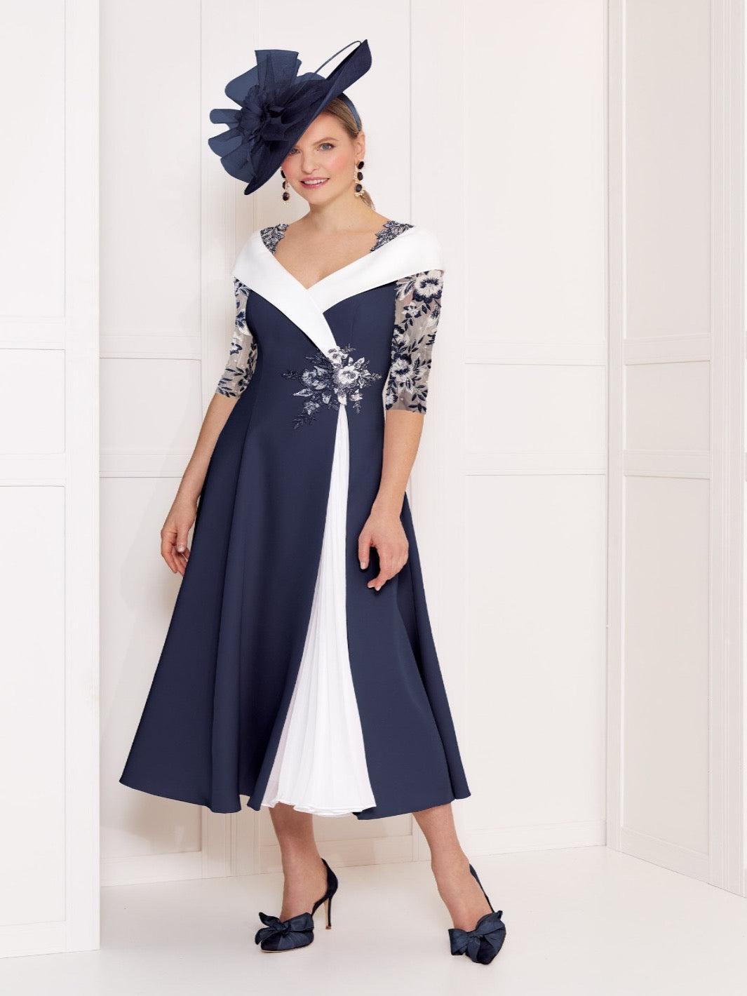 John Charles Dress Navy/Ivory 66587B-Mother of the bride- mother of the groom -Nicola Ross