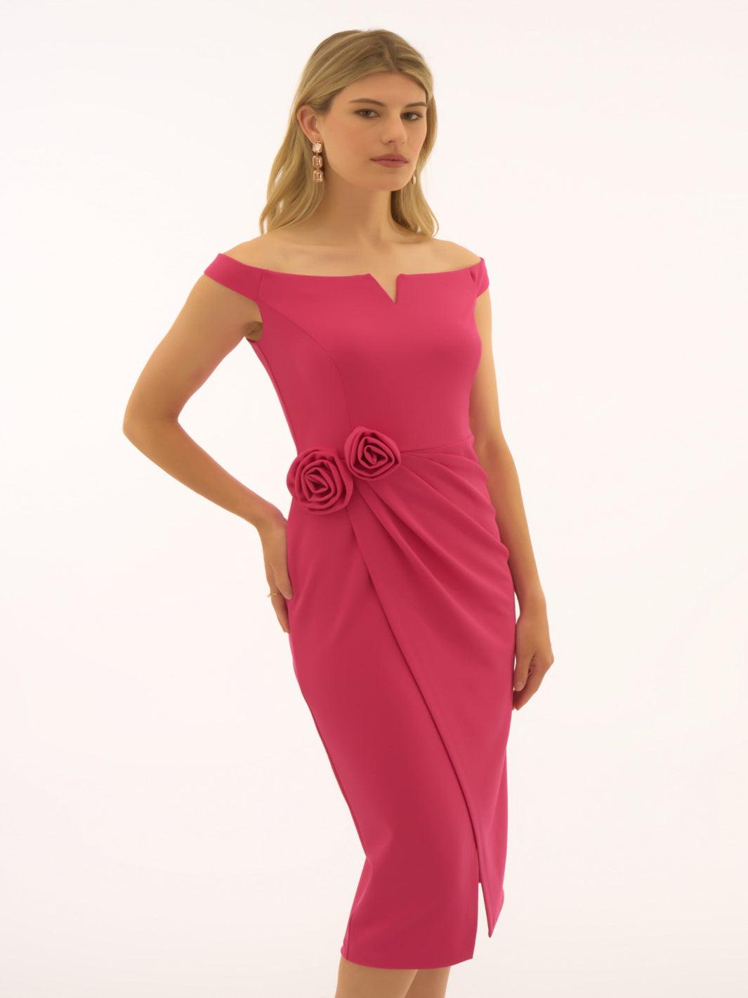 Joseph Ribkoff Belted Bodycon Dress In Pink 251704-Occasion Wear-Guest of the wedding-Nicola Ross