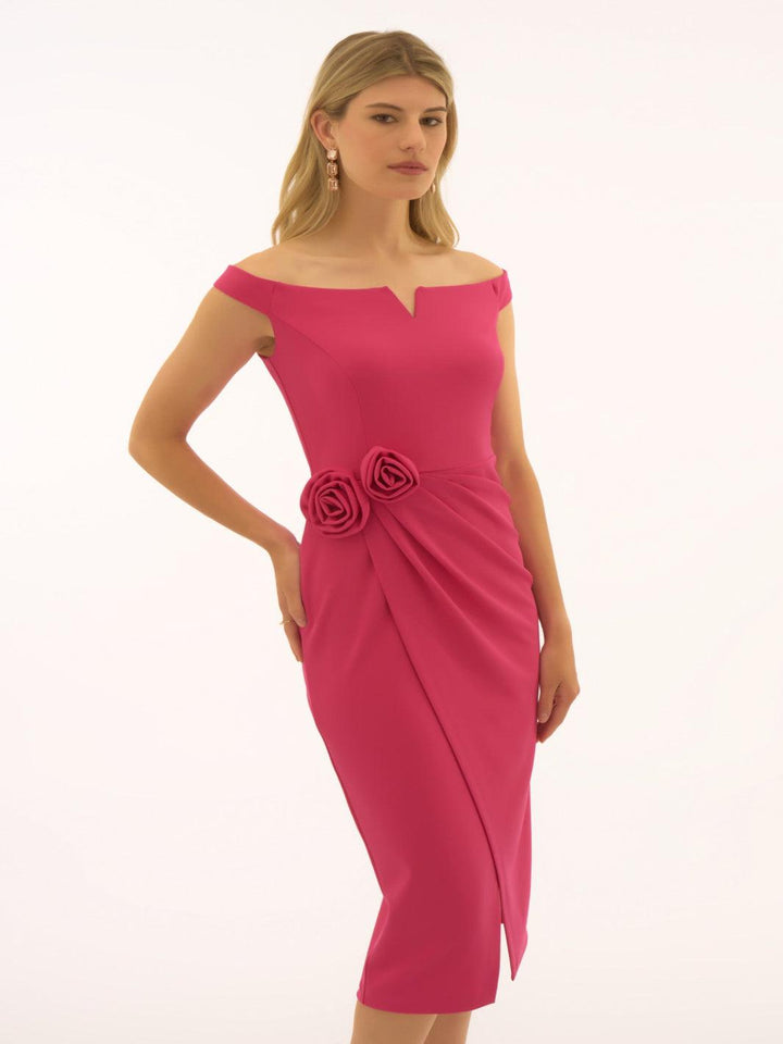 Joseph Ribkoff Belted Bodycon Dress In Pink 251704-Occasion Wear-Guest of the wedding-Nicola Ross