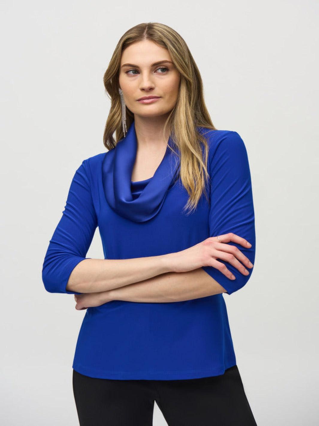 Joseph Ribkoff Cowl Neck Long Sleeve In Blue 244106-Nicola Ross