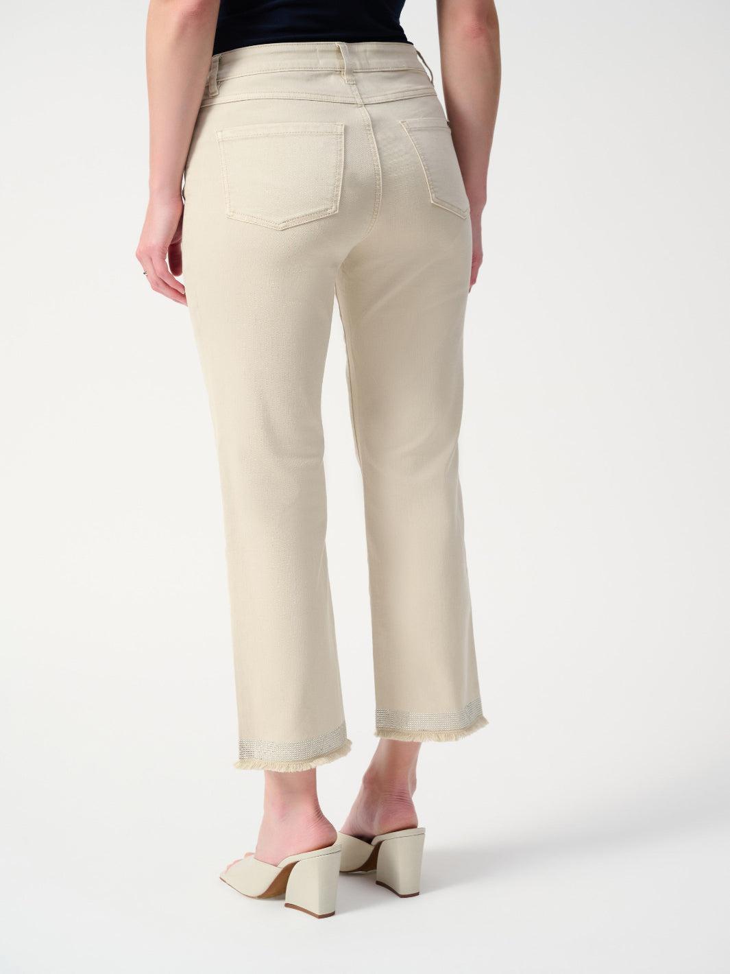 Joseph Ribkoff Denim Straight Pants With Frayed Hem In Moonstone 243964S25-Nicola Ross