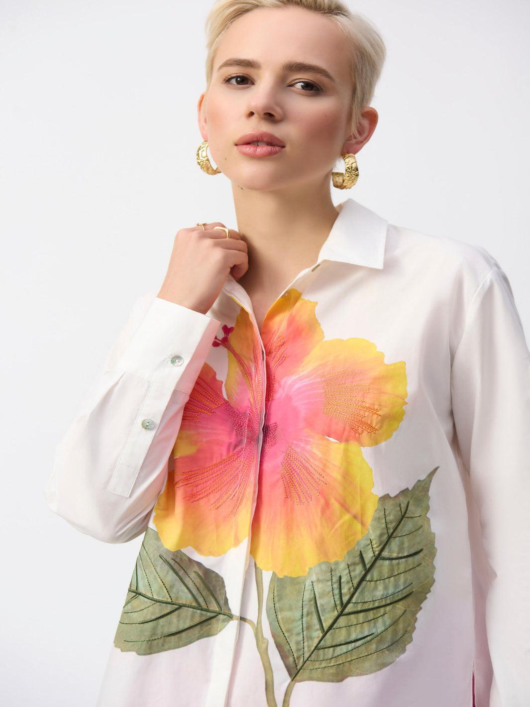 Joseph Ribkoff Floral Print Shirt In Vanilla/Multi 251938-Nicola Ross