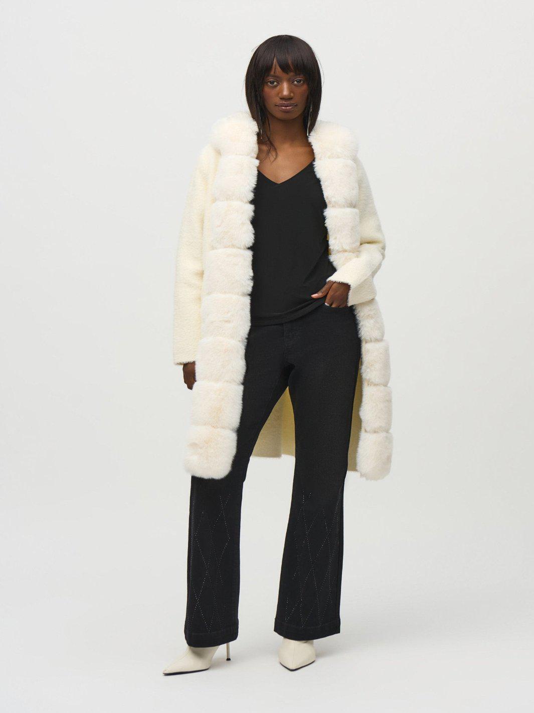 Joseph Ribkoff Fur Trim Hooded Jacket In Vanilla 244929 Nicola Ross