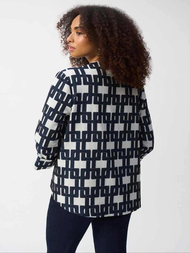 Joseph Ribkoff Geometric Jacquard Trapeze Jacket 251000-Nicola Ross