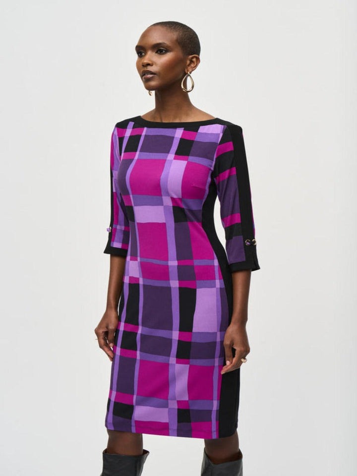 Joseph Ribkoff Geometric Mini Pencil Dress In Purple 243301-Nicola Ross