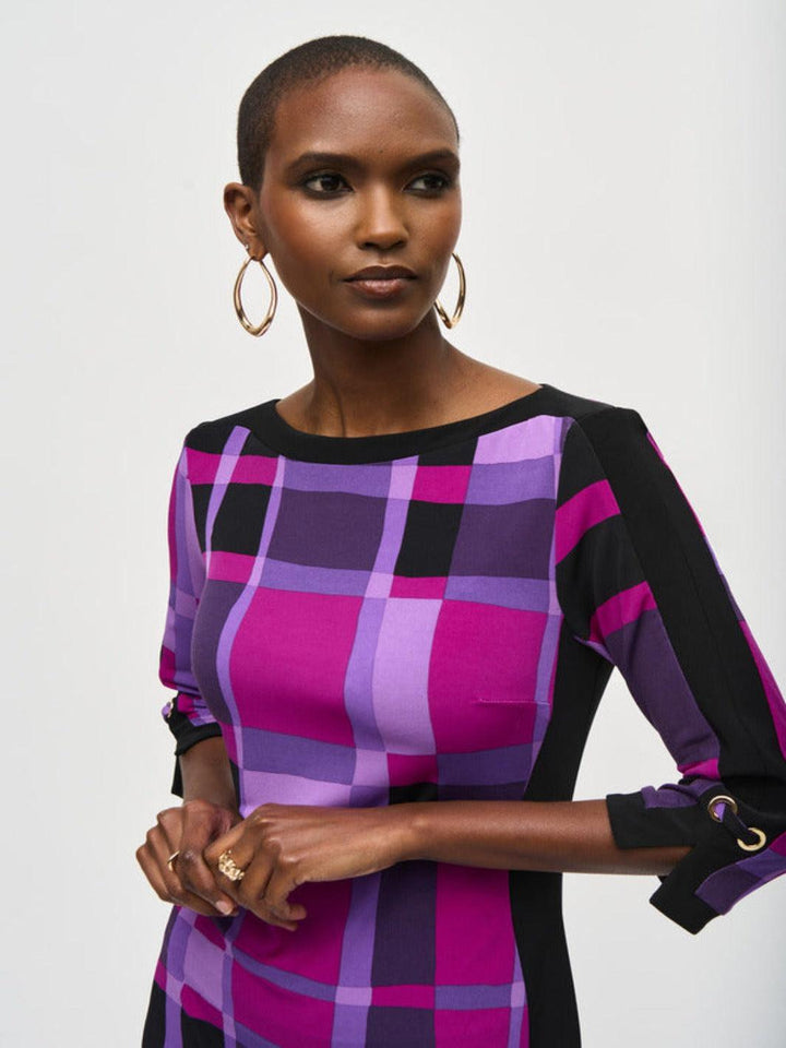 Joseph Ribkoff Geometric Mini Pencil Dress In Purple 243301-Nicola Ross