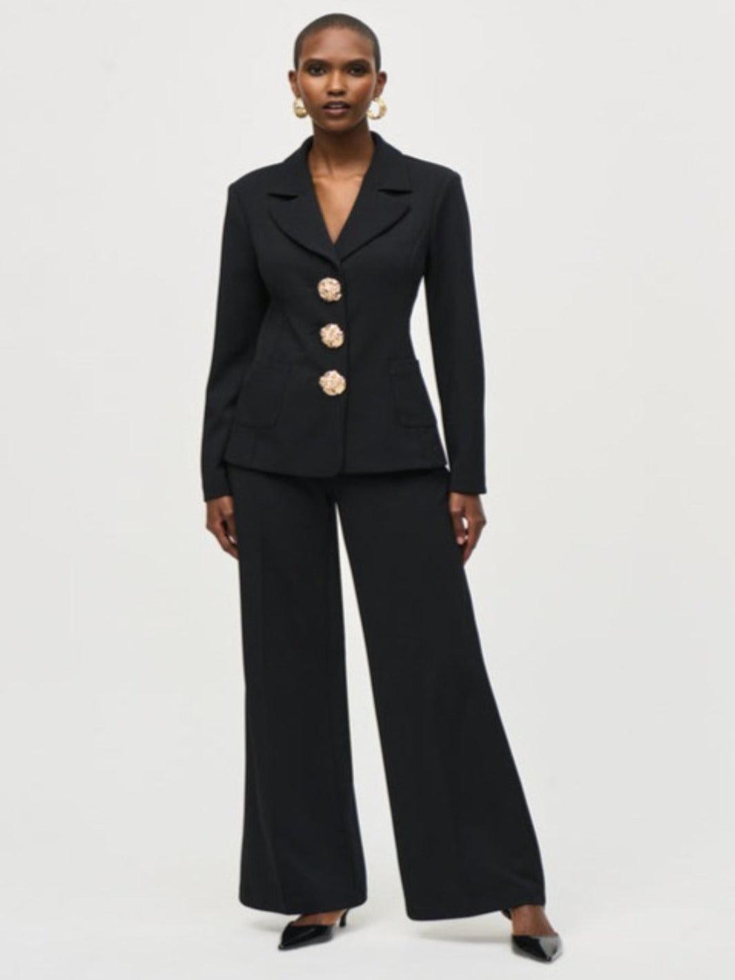 Joseph Ribkoff High-rise Wide-fit Trousers In Black 243046-Nicola Ross