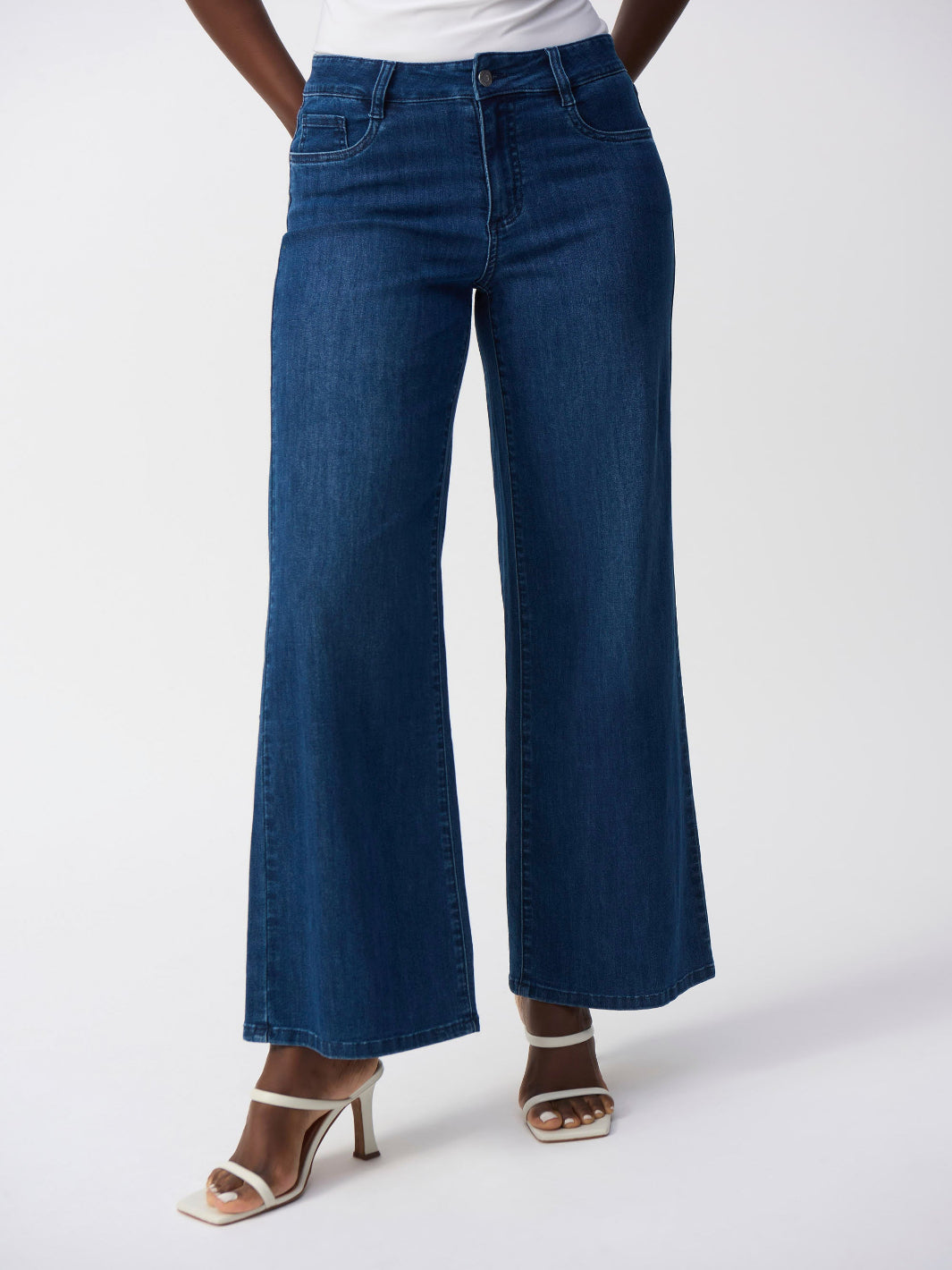 Joseph Ribkoff High-waisted Wide-leg Jeans In Denim Blue 251968-Nicola Ross