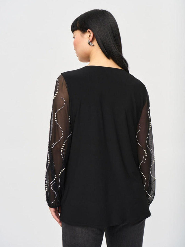 Joseph Ribkoff Puff-sleeve Blouse In Black 243132-Nicola Ross