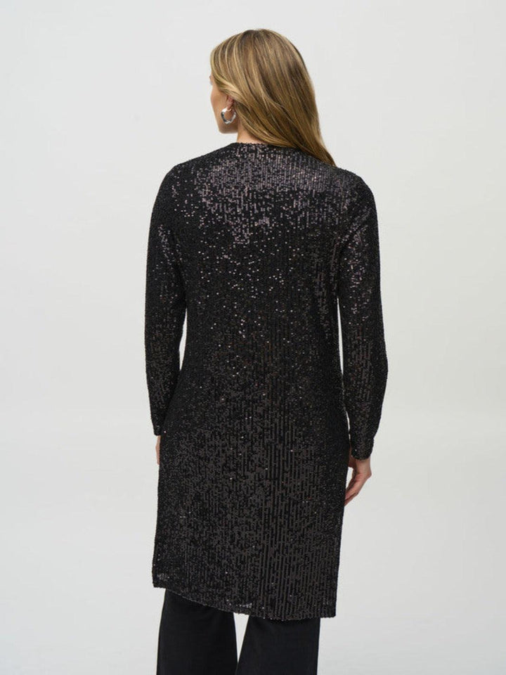 Joseph Ribkoff Sequin Long Coat In Black 244925-Nicola Ross