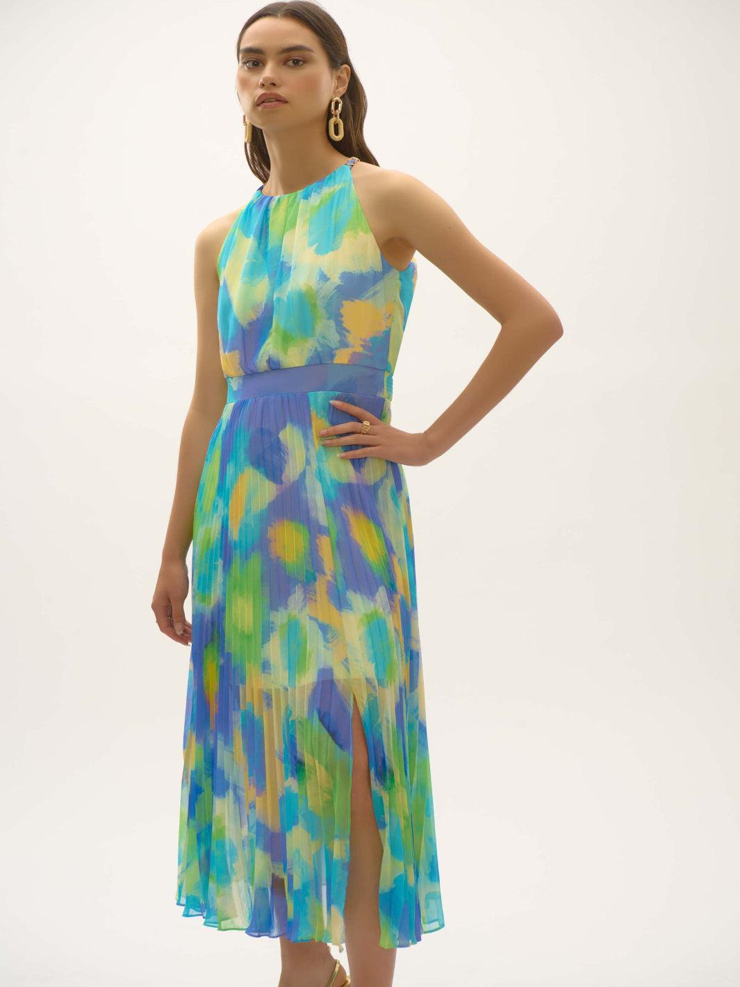 Joseph Ribkoff Sleeveless Abstract Maxi Dress In Multi 252711-Nicola Ross