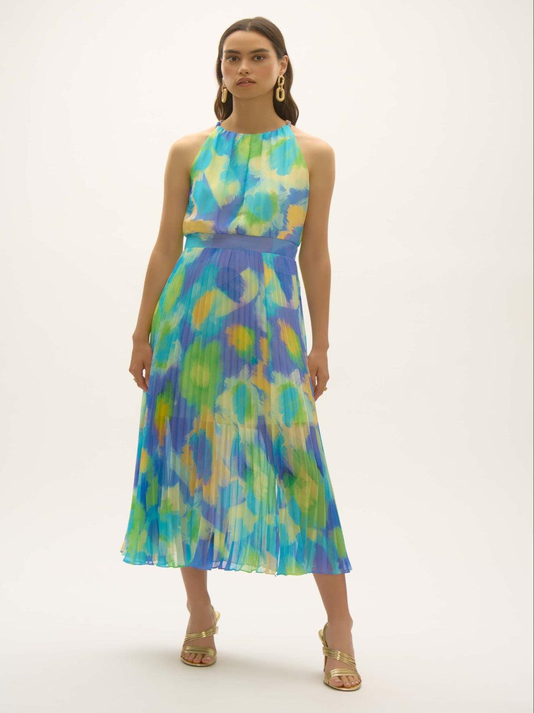 Joseph Ribkoff Sleeveless Abstract Maxi Dress In Multi 252711-Nicola Ross