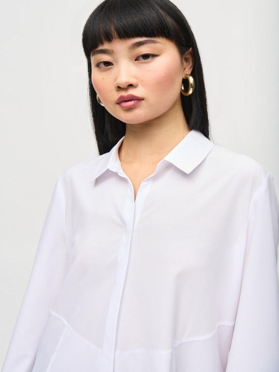 Joseph Ribkoff Woven Button-down Blouse With Pockets In White 243958-Nicola Ross