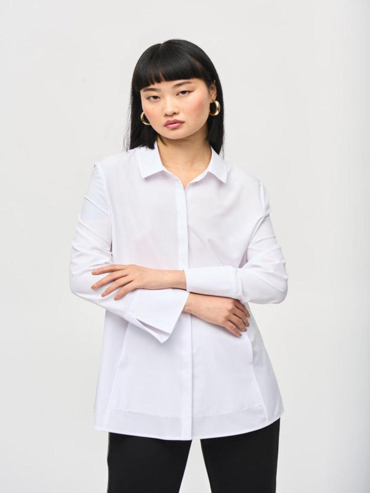 Joseph Ribkoff Woven Button-down Blouse With Pockets In White 243958-Nicola Ross