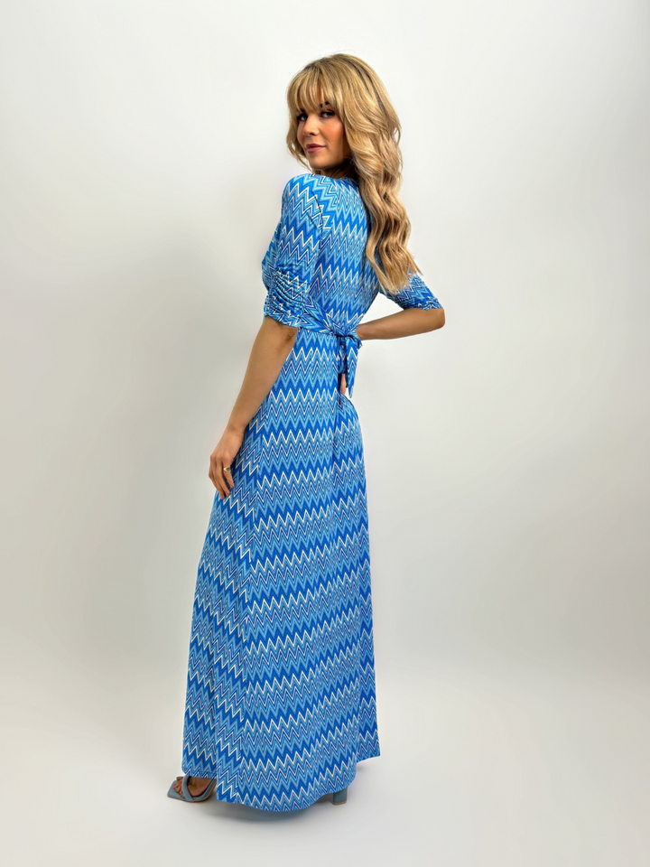 Kate & Pippa Alana Maxi Dress In Blue Print