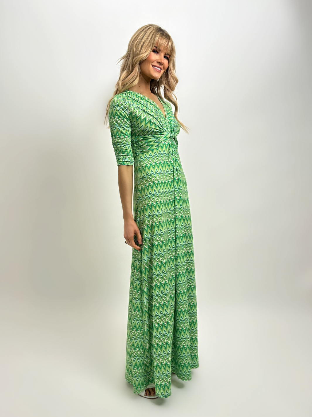 Kate & Pippa Alana Maxi Dress In Green Print