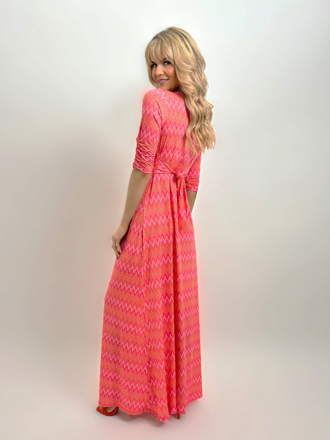 Kate & Pippa Alana Maxi Dress In Pink / Orange Print