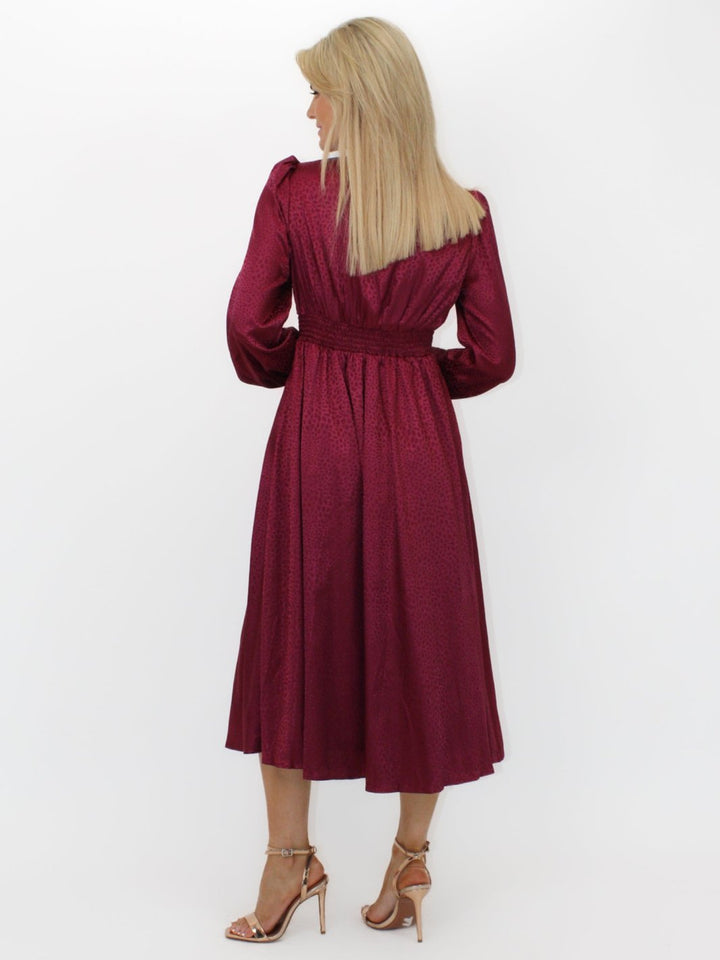 Kate & Pippa Audrey Midi Dress In Burgundy Print-Nicola Ross