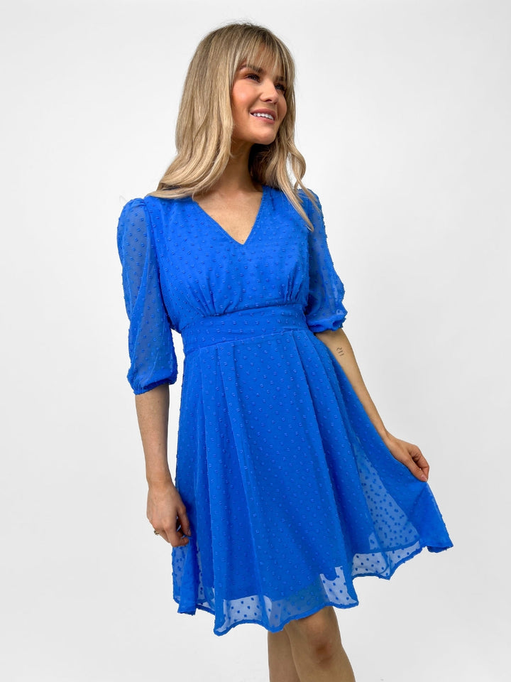 Kate & Pippa Audrey Mini Dress In Blue-Nicola Ross