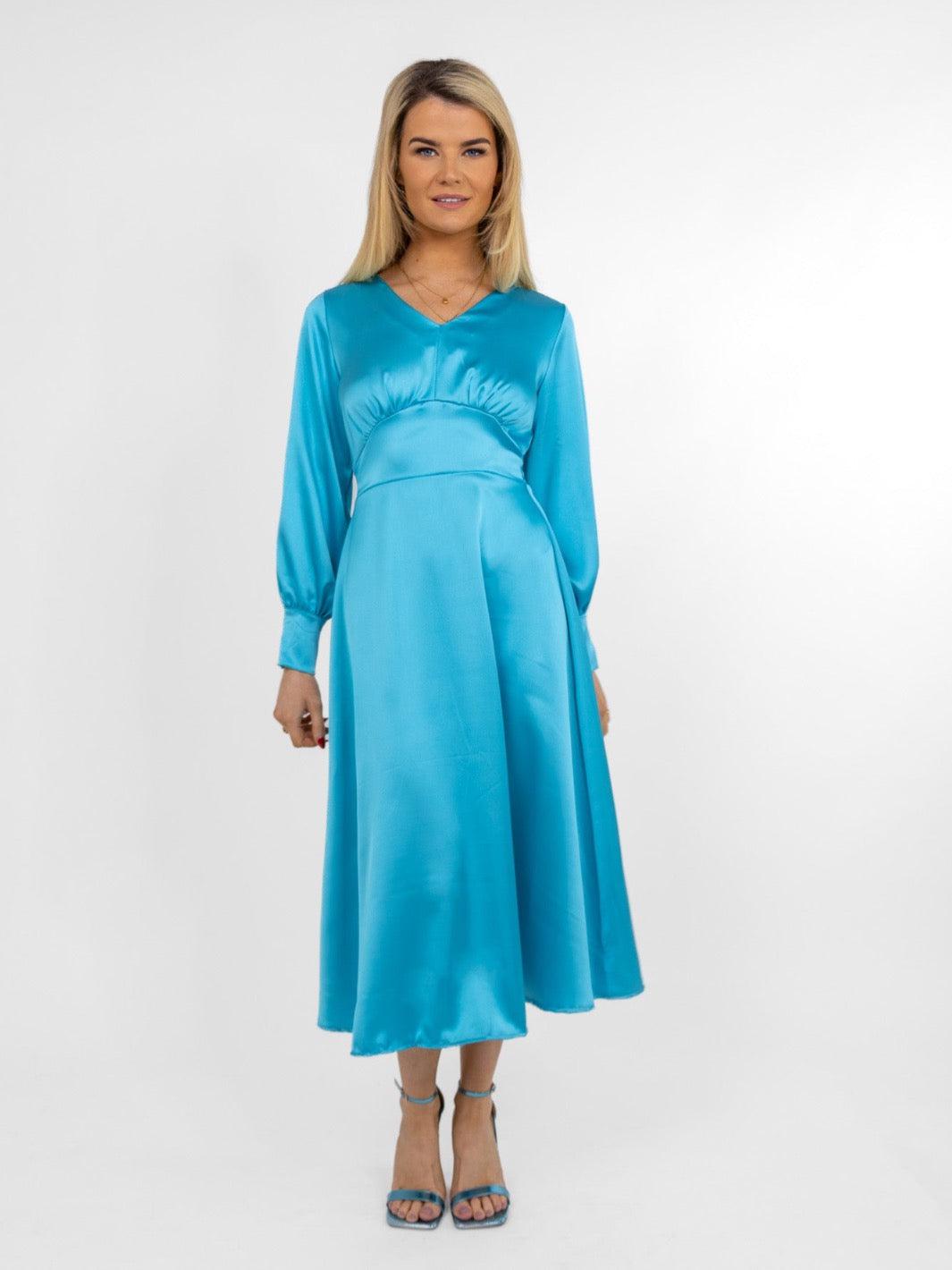Kate & Pippa Birkin Midi Dress In Tiffany Blue-Nicola Ross