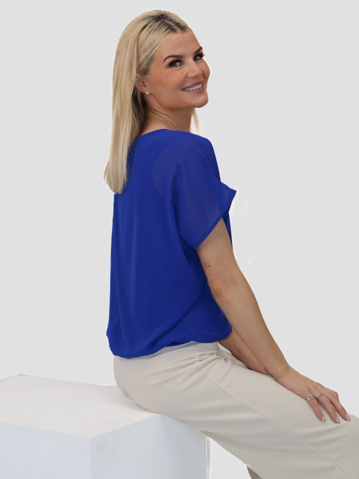 Kate & Pippa Eva Zip Top In Blue-Nicola Ross