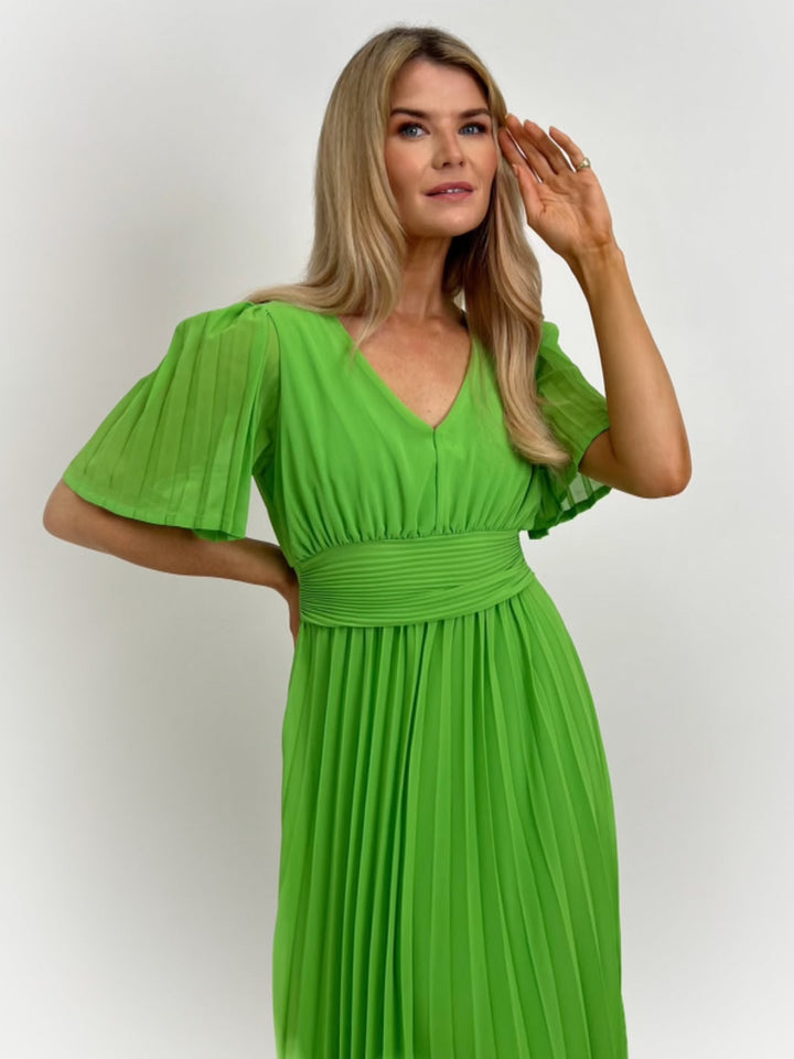 Kate & Pippa Hannah Short Sleeve Midi Dress In Green-Nicola Ross
