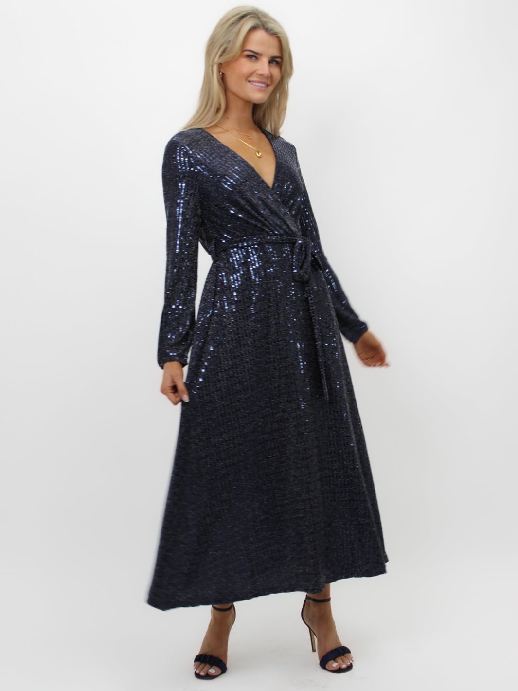 Kate & Pippa Kylie Midi Dress In Navy Sparkle-Nicola Ross