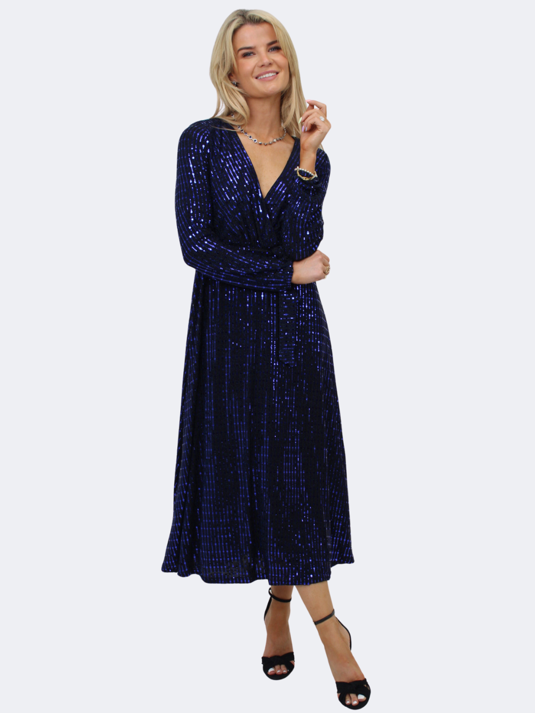 Kate & Pippa Kylie Midi Dress In Royal Blue Sparkle-Nicola Ross