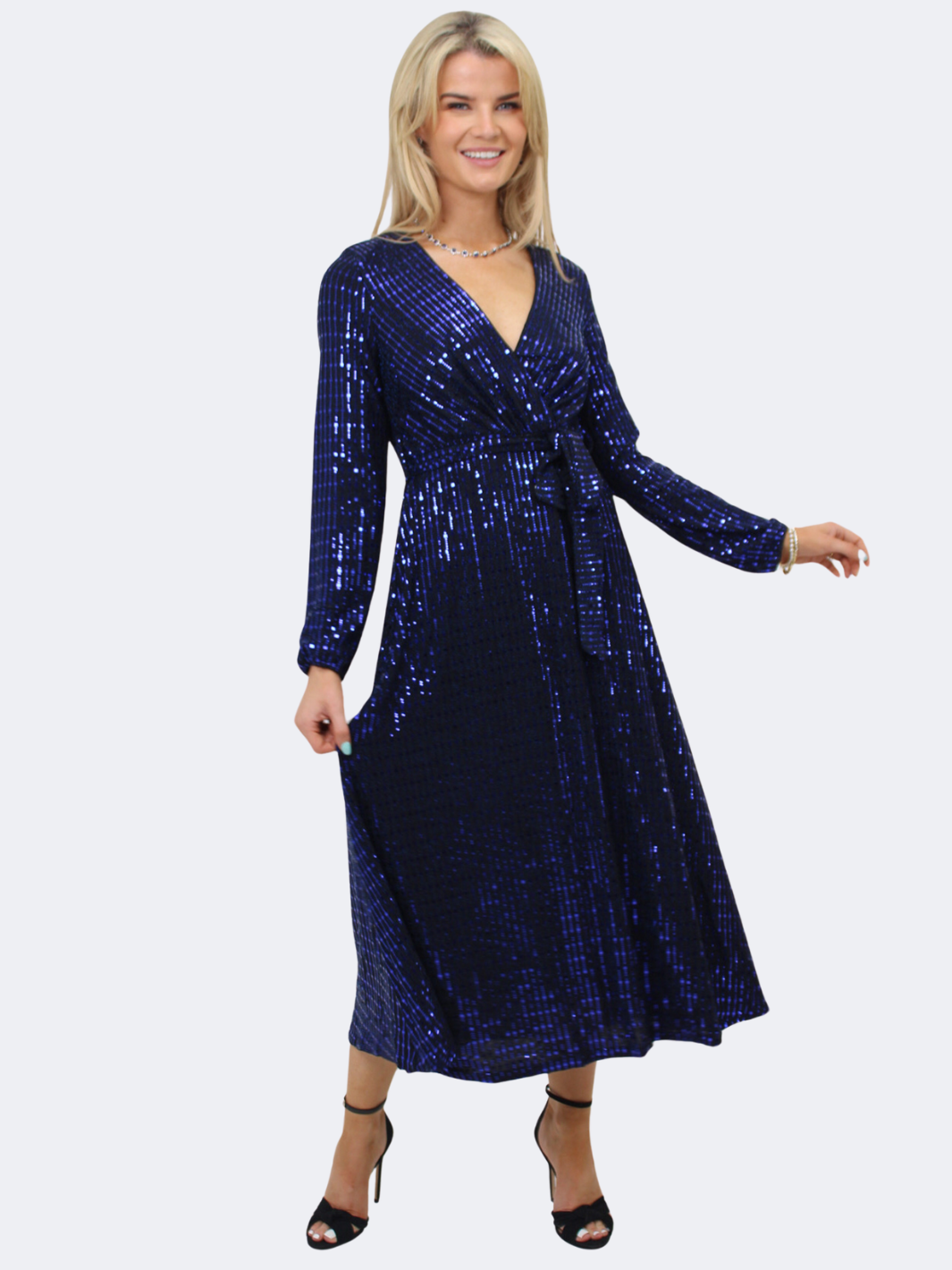 Kate & Pippa Kylie Midi Dress In Royal Blue Sparkle-Nicola Ross