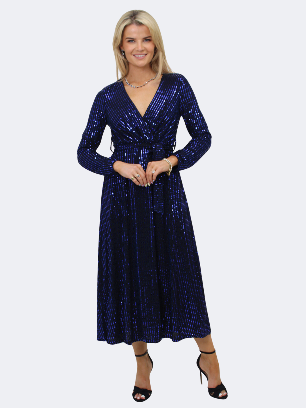 Kate & Pippa Kylie Midi Dress In Royal Blue Sparkle-Nicola Ross