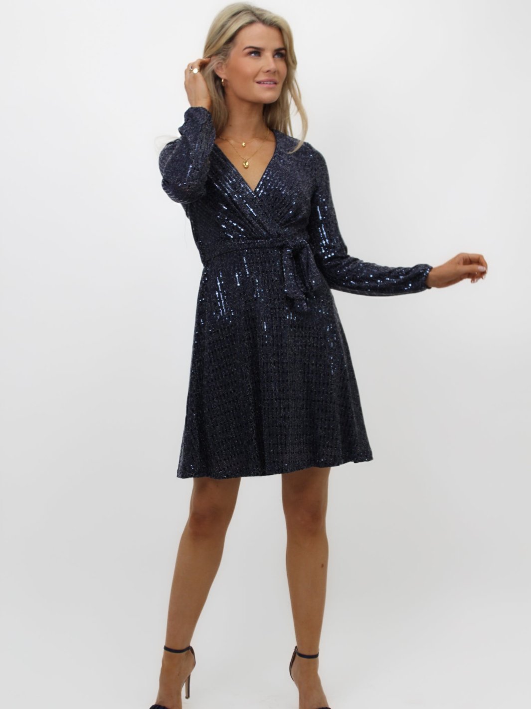 Kate & Pippa Kylie Mini Dress In Navy Sparkle-Nicola Ross