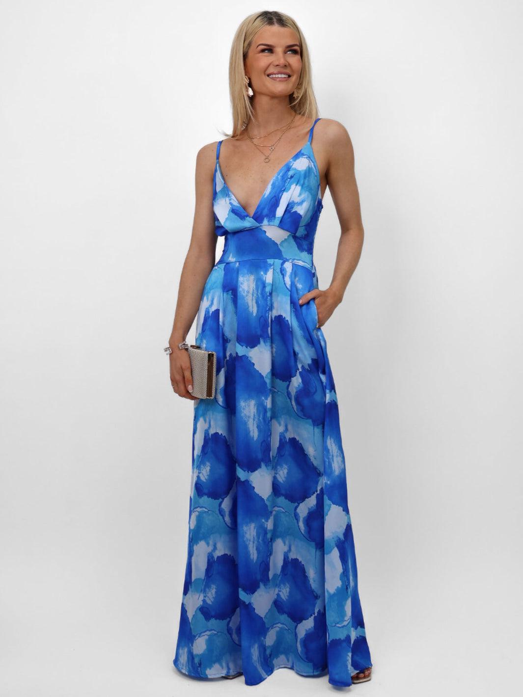 Kate & Pippa Lola Maxi Dress In Blue-Nicola Ross