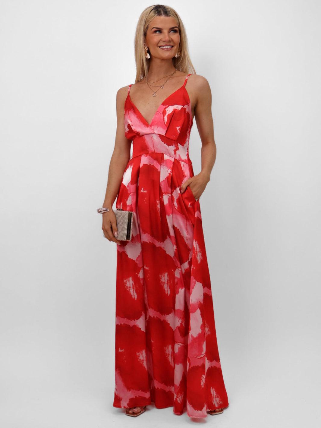 Kate & Pippa Lola Maxi Dress In Red-Nicola Ross