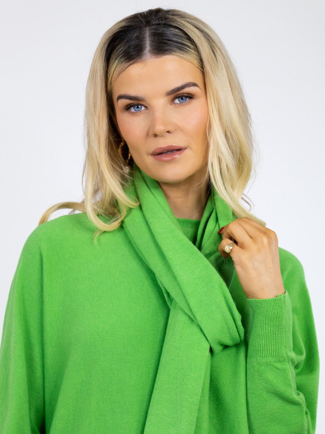 Kate & Pippa Matera Knit Scarf In Lime Green-Nicola Ross