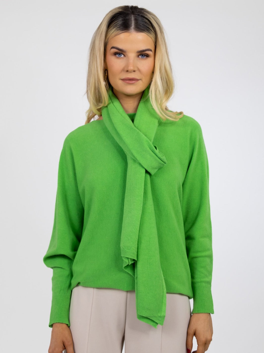 Kate & Pippa Matera Knit Scarf In Lime Green-Nicola Ross