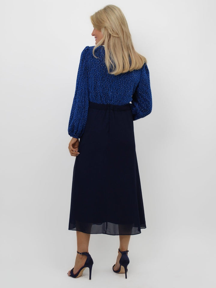 Kate & Pippa Monroe Midi Dress In Navy / Blue Sparkle-Nicola Ross