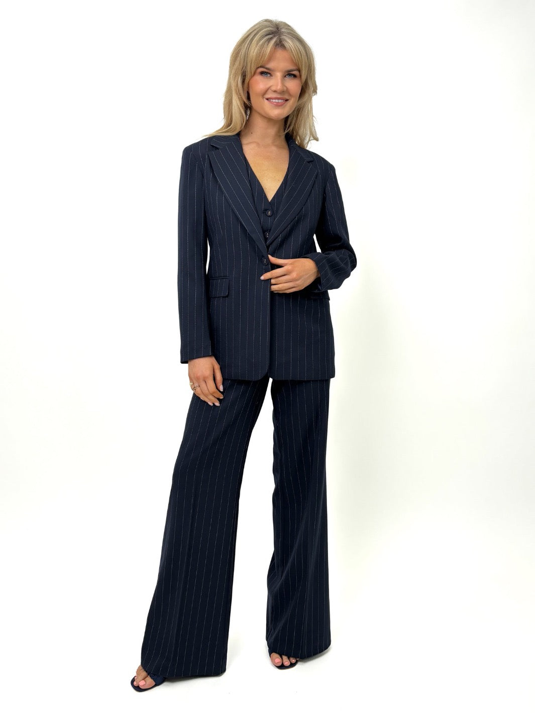 Kate & Pippa Palermo Trousers In Navy Pinstripe-Nicola Ross