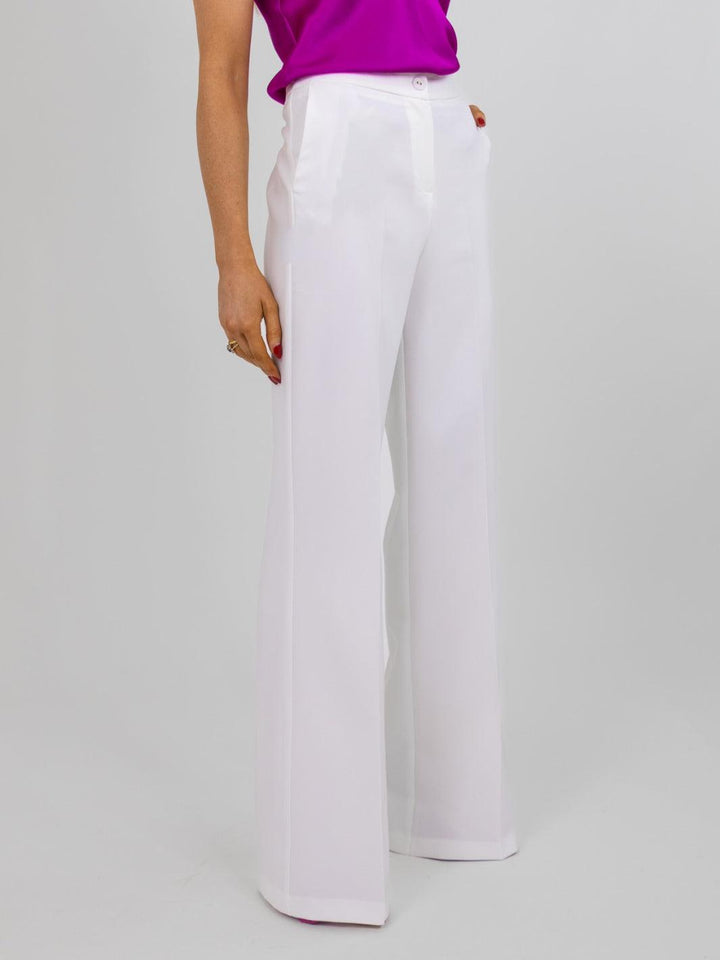 Kate & Pippa Palermo Wide Leg Trousers In White-Nicola Ross