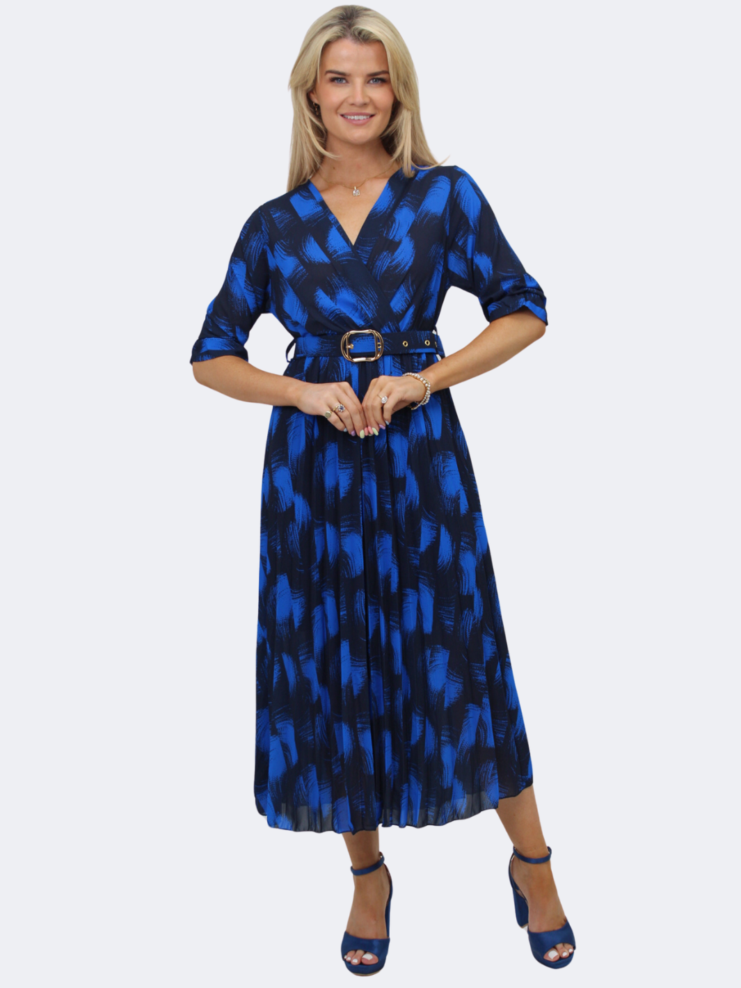 Kate & Pippa Positano Midi Dress In Blue / Navy Print-Nicola Ross