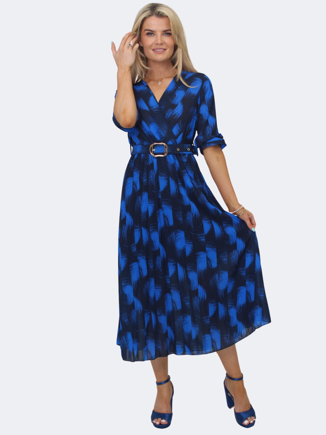 Kate & Pippa Positano Midi Dress In Blue / Navy Print-Nicola Ross