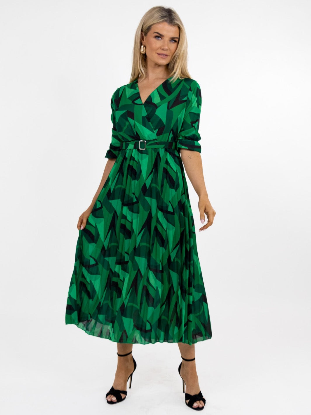 Kate & Pippa Positano Midi Dress In Green / Black Print – Nicola Ross